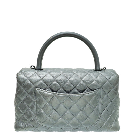 Chanel Metallic Grey CC Coco Handle Small Bag