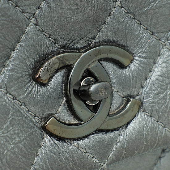 Chanel Metallic Grey CC Coco Handle Small Bag