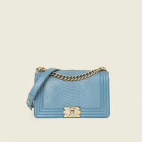 Chanel Grayish Blue Le Boy Python Medium Bag