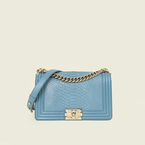 Chanel Grayish Blue Le Boy Python Medium Bag