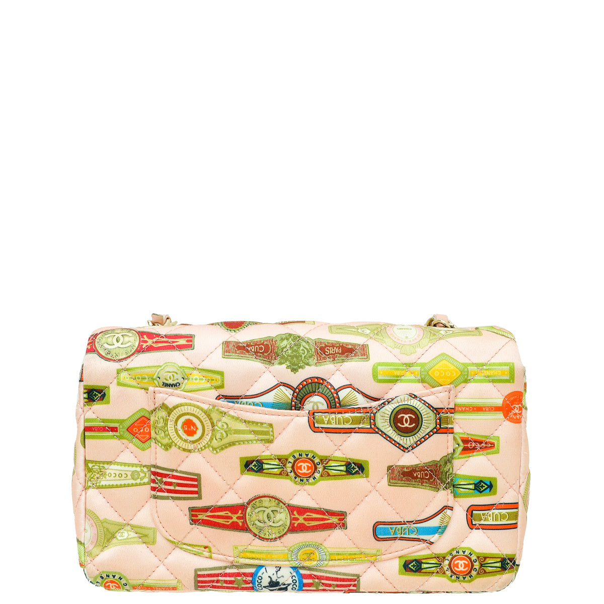 Chanel Peach CC Paris Cuba Cigar Print Mini Rectangular Flap Bag-Chanel-THE CLOSET
