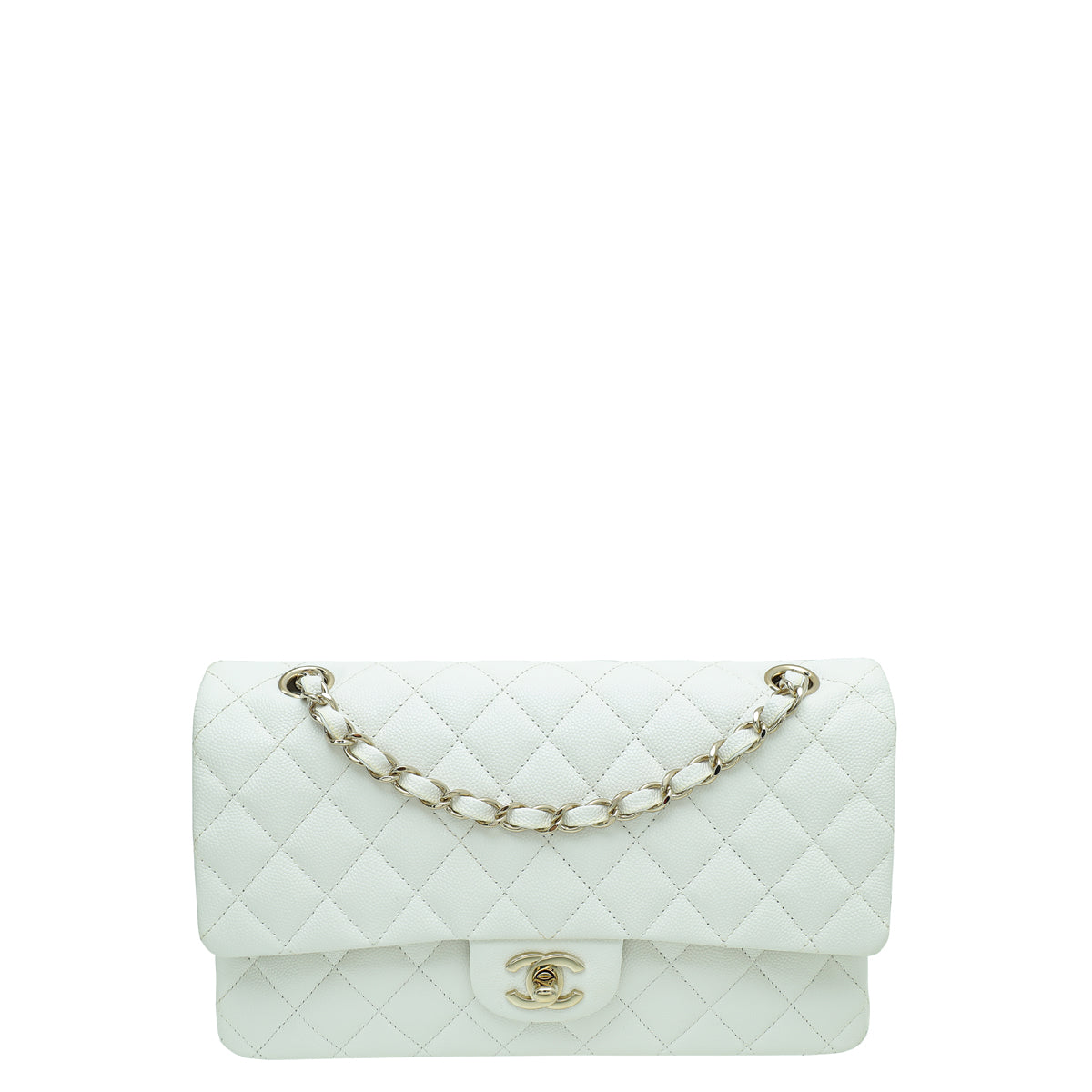 Chanel White CC Classic Double Flap Medium Bag – THE CLOSET