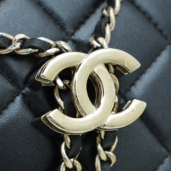 Chanel Black CC Metallic Double Case Adjustable Chain Medium Bag