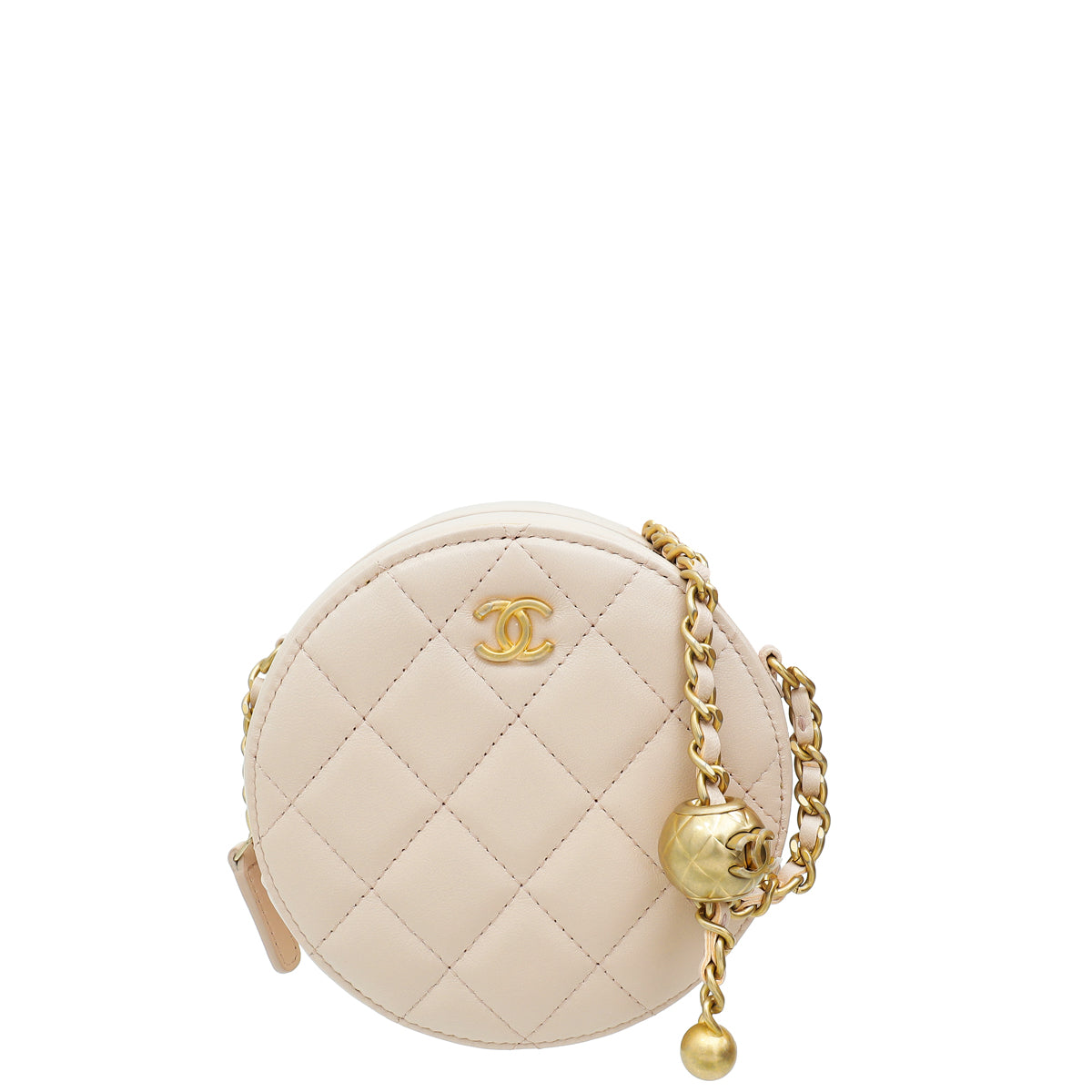 Chanel Ultra Light Pink Pearl Crush Round Chain Bag