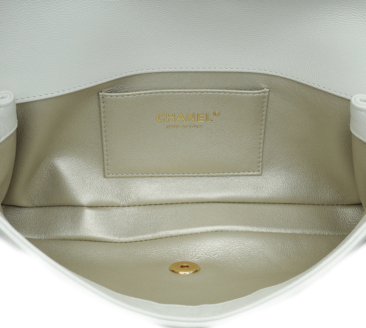 Chanel White CC Captain Gold Clutch