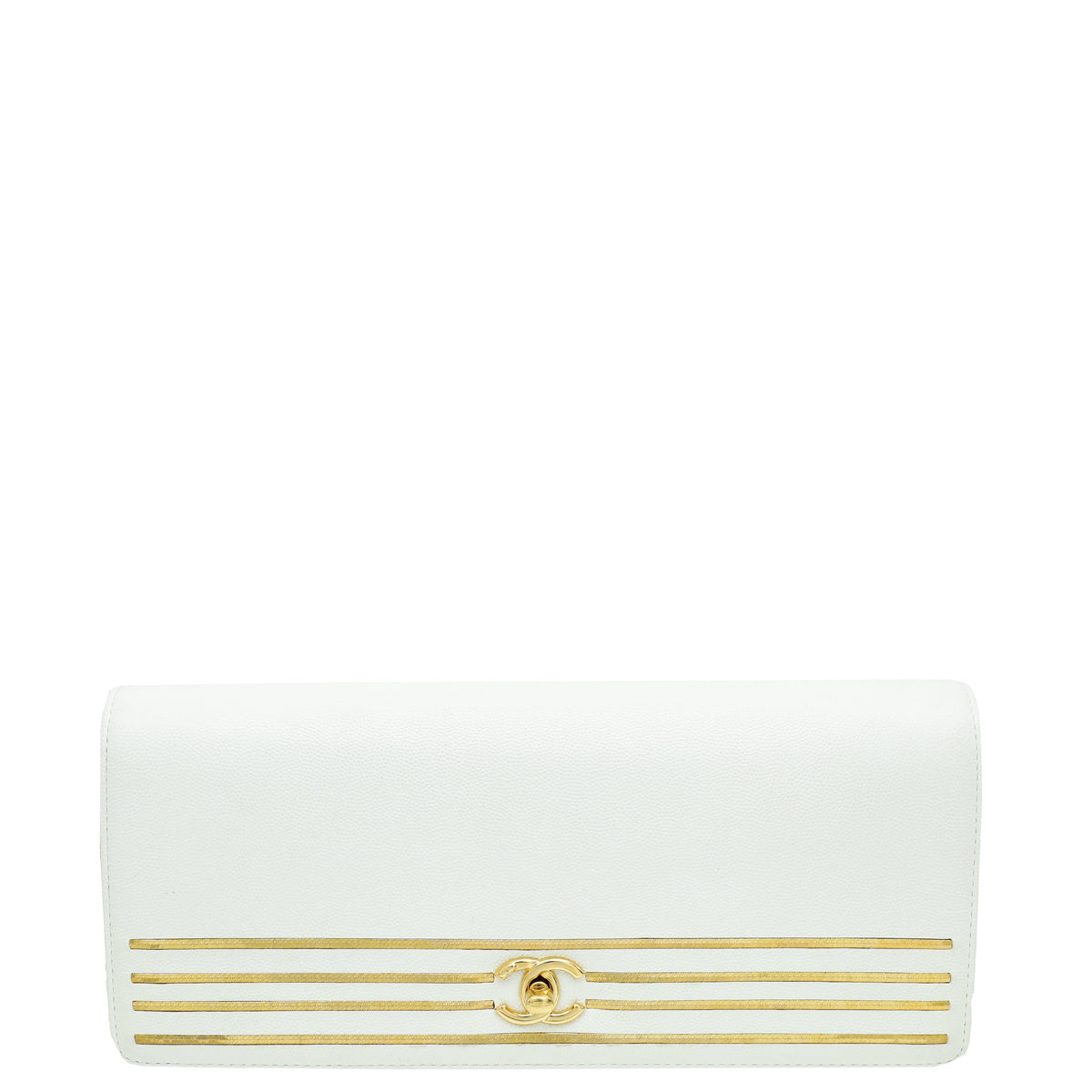 Chanel White CC Captain Gold Clutch-Chanel-THE CLOSET