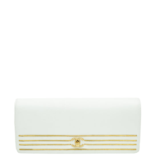 Chanel White CC Captain Gold Clutch