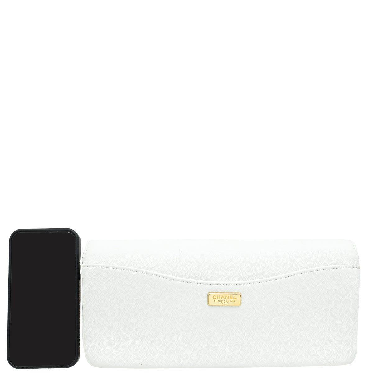 Chanel White CC Captain Gold Clutch