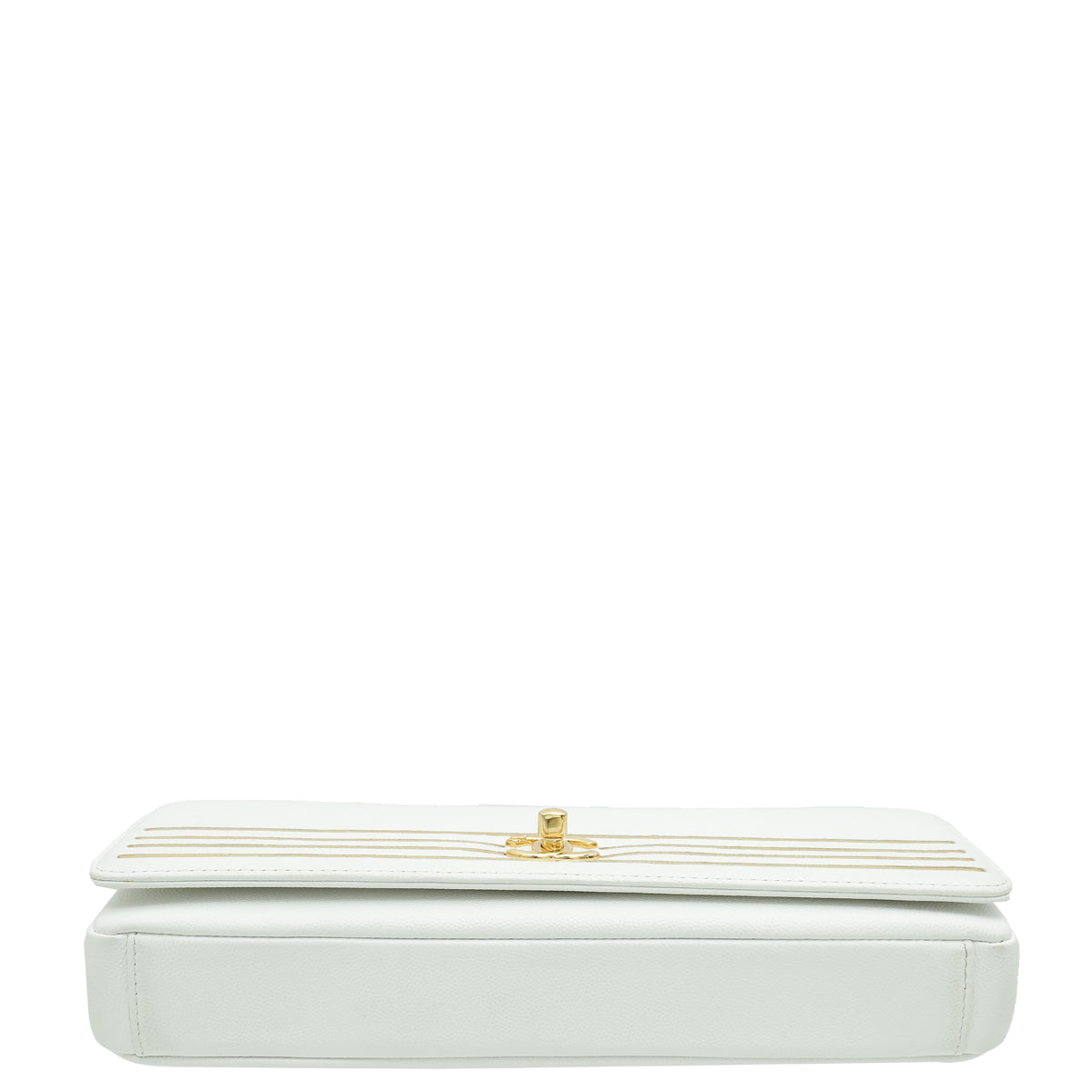 Chanel White CC Captain Gold Clutch