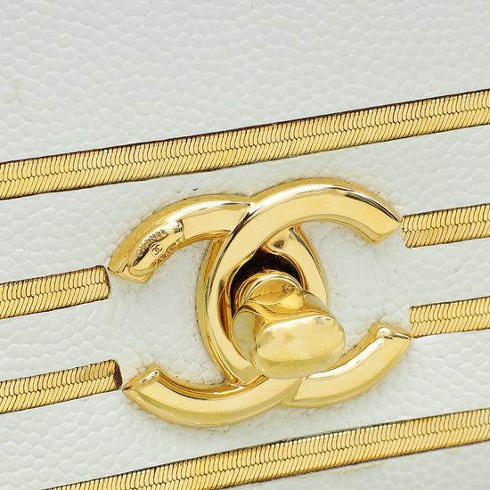 Chanel White CC Captain Gold Clutch