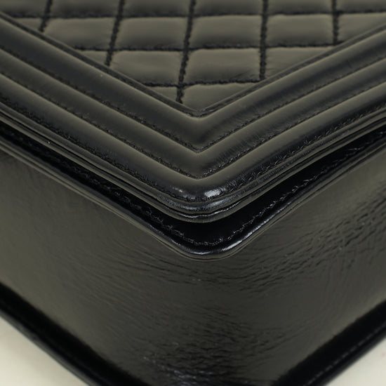 Chanel Black Diamond Quilt Le Boy Flap Large Bag