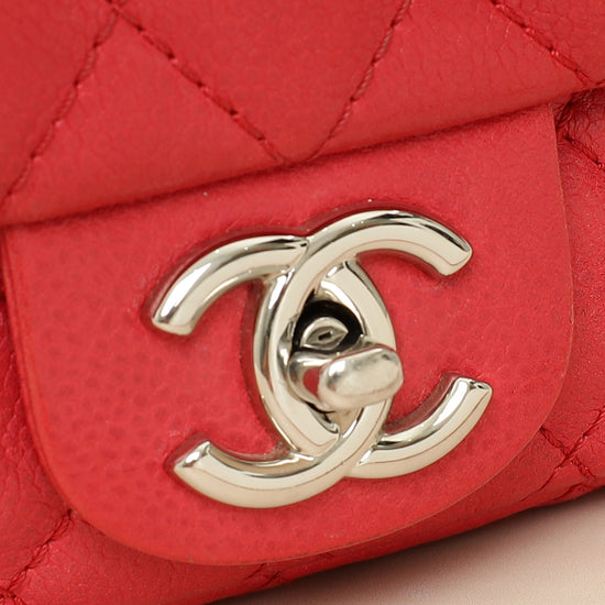 Chanel Red CC Classic Mini Square Flap Bag-Chanel-THE CLOSET