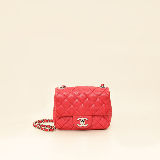 Chanel Red CC Classic Mini Square Flap Bag