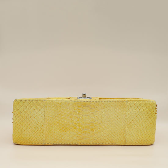 Chanel Yellow Python CC Classic Double Flap Jumbo Bag-Chanel-THE CLOSET