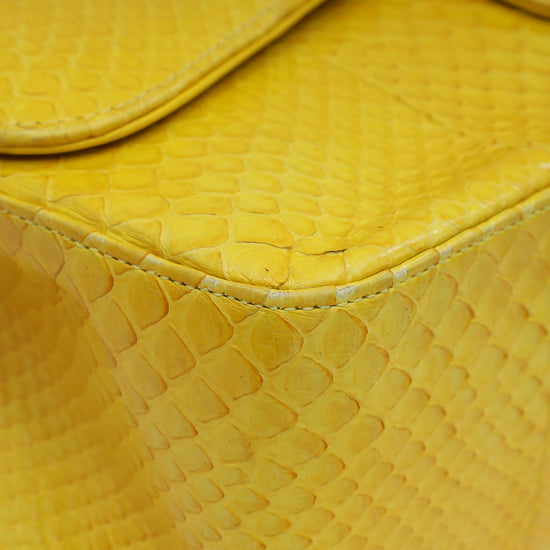Chanel Yellow Python CC Classic Double Flap Jumbo Bag-Chanel-THE CLOSET