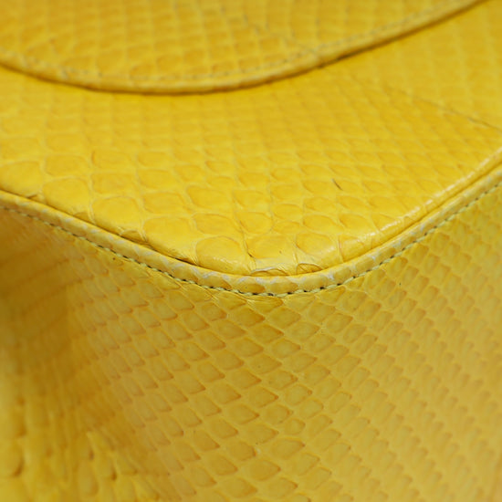 Chanel Yellow Python CC Classic Double Flap Jumbo Bag-Chanel-THE CLOSET