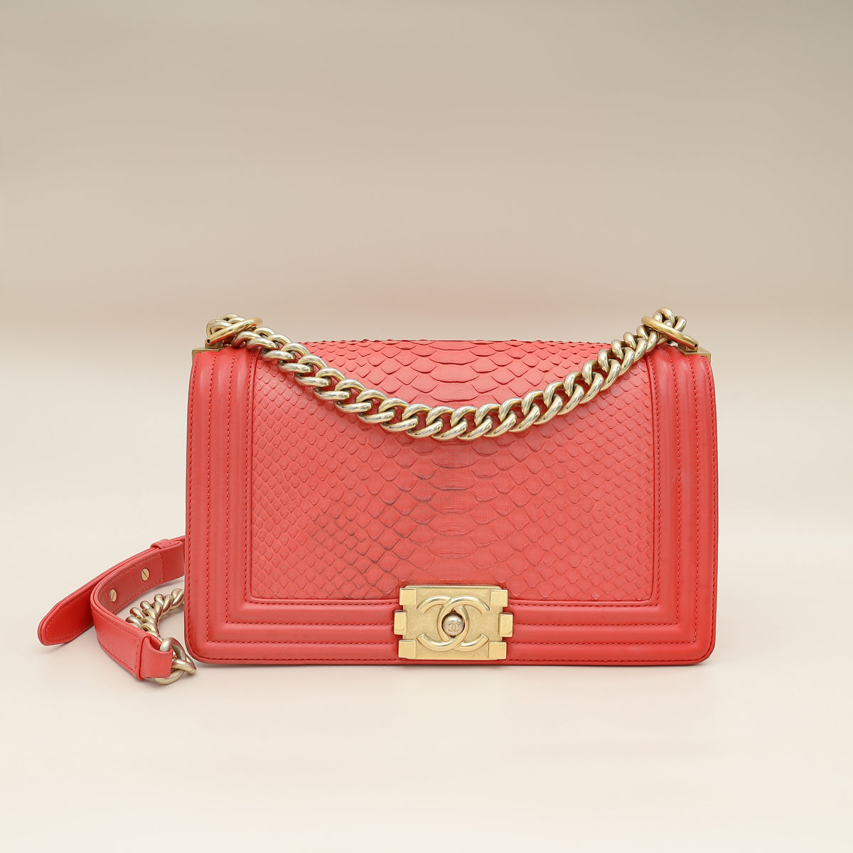 Chanel Red Python Le Boy Medium Bag-Chanel-THE CLOSET