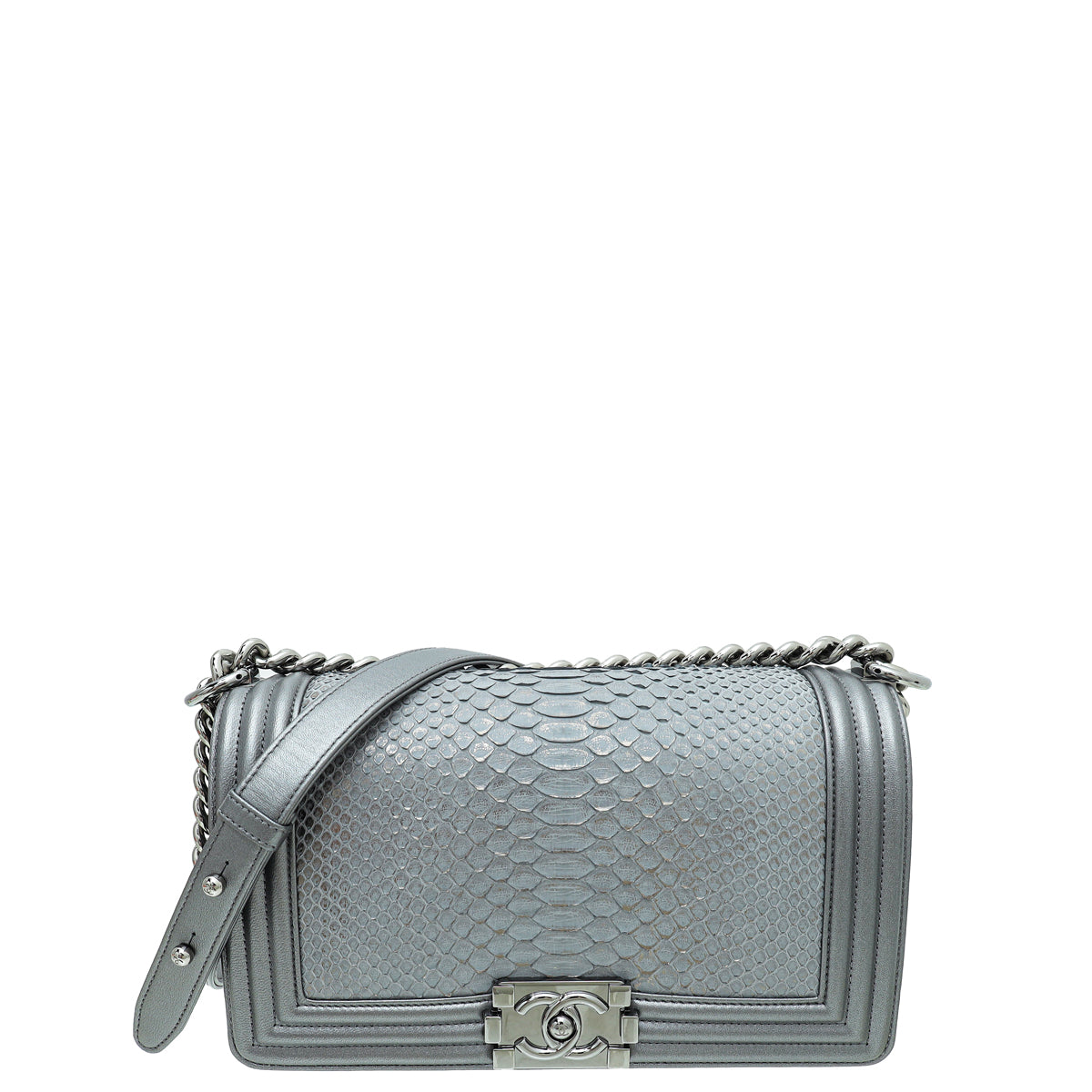 Chanel Metallic Gray Python Le Boy Medium Bag-Chanel-THE CLOSET