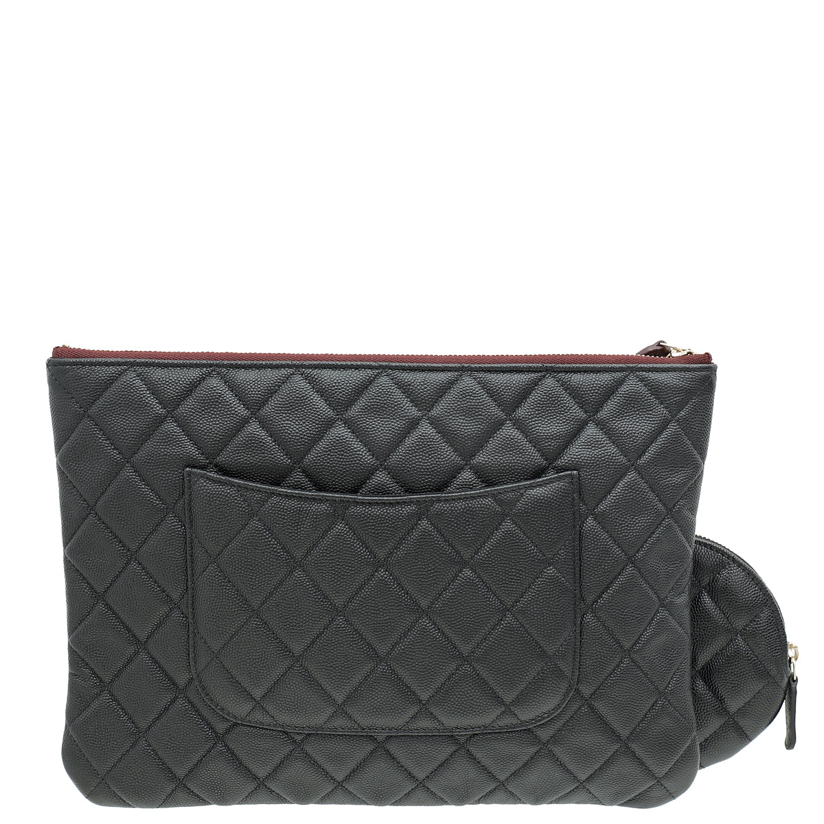 Chanel Black Classic Zipped Pouch W/ Round Coin Purse