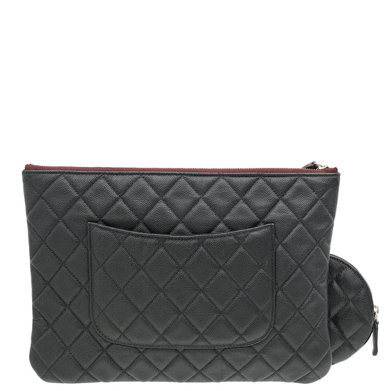 Chanel Black Classic Zipped Pouch W/ Round Coin Purse