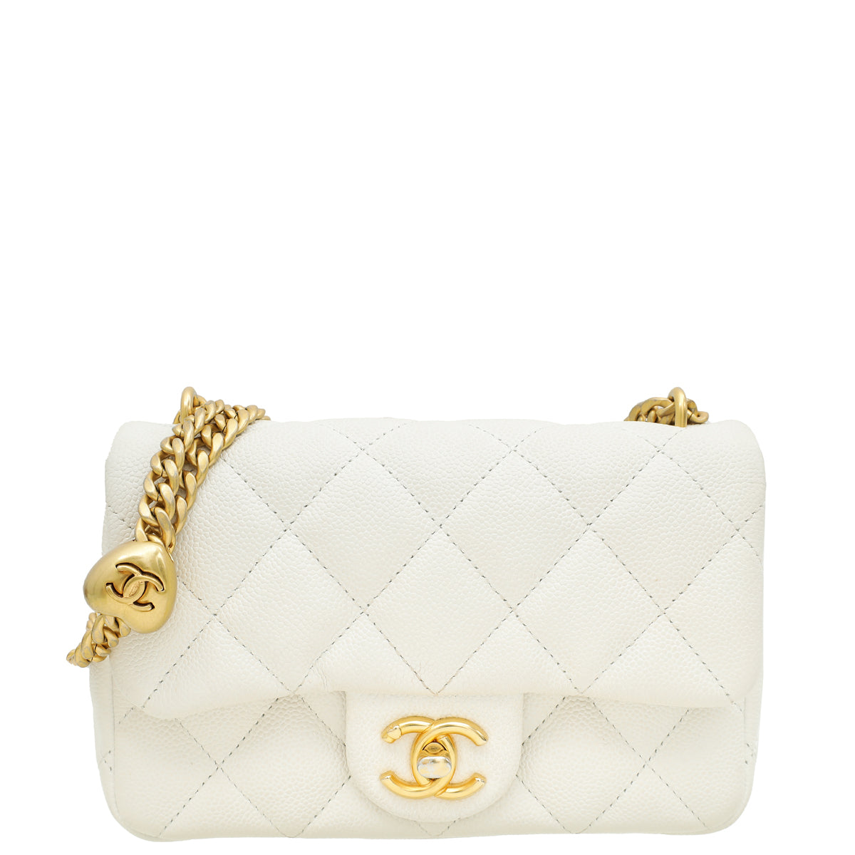 Chanel White CC Sweetheart Crush Mini Rectangular Flap Bag