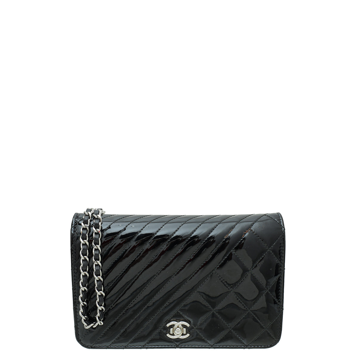 Chanel Black CC Diagonal Wallet On Chain-Chanel-THE CLOSET
