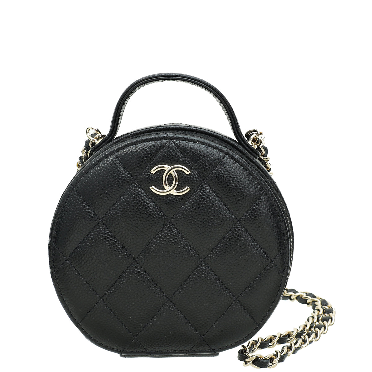 Chanel Black CC Round Handle With Care Vanity W/ Chain