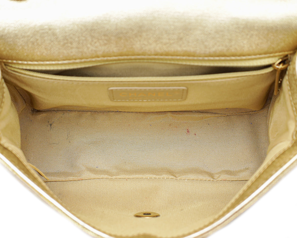 Chanel Gold Multicolor CC Classic Stripe Metallic Sheepskin Small Flap Bag