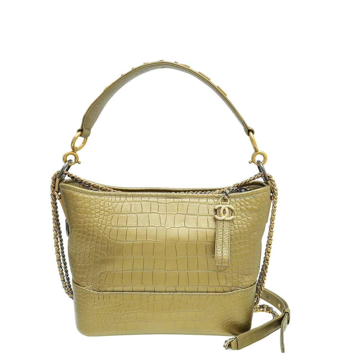 Chanel Metallic Gold Crocodile Embossed Gabrielle Medium Bag-Chanel-THE CLOSET