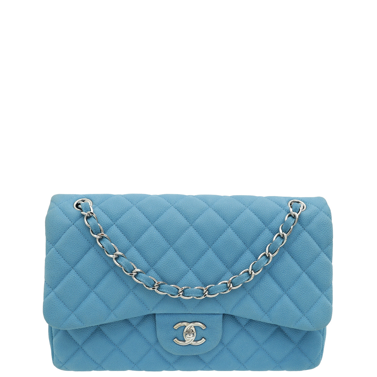 Chanel Blue CC Classic Nubuck Double Flap Jumbo Bag-Chanel-THE CLOSET