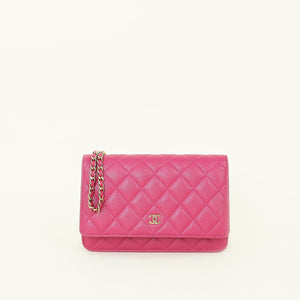 Chanel Dark Fuchsia CC Classic Wallet On Chain