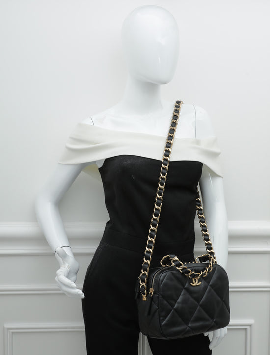 Chanel Black Double Zip Chain Top Handle Camera Bag – The Closet