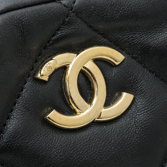 Chanel Black Double Zip Chain Top Handle Camera Bag