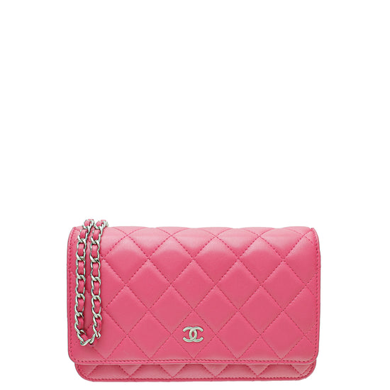 SOLD - Chanel Pink Classic Lambskin Wallet on Chain WOC