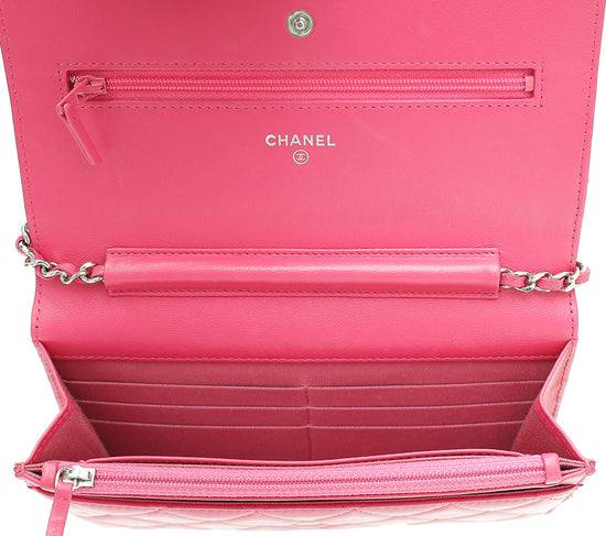 Chanel Classic Quilted Wallet on Chain Pink Caviar