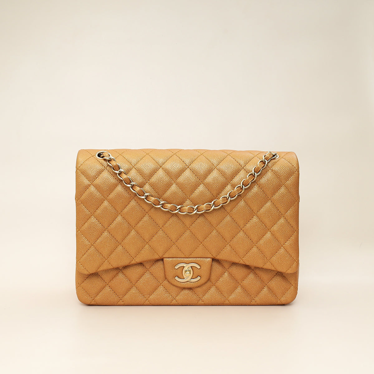 Chanel Metallic Bronze CC Classic Double Flap Maxi Bag-Chanel-THE CLOSET