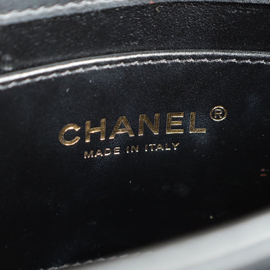 Chanel Black CC Quilted Top Handle Flap Bag