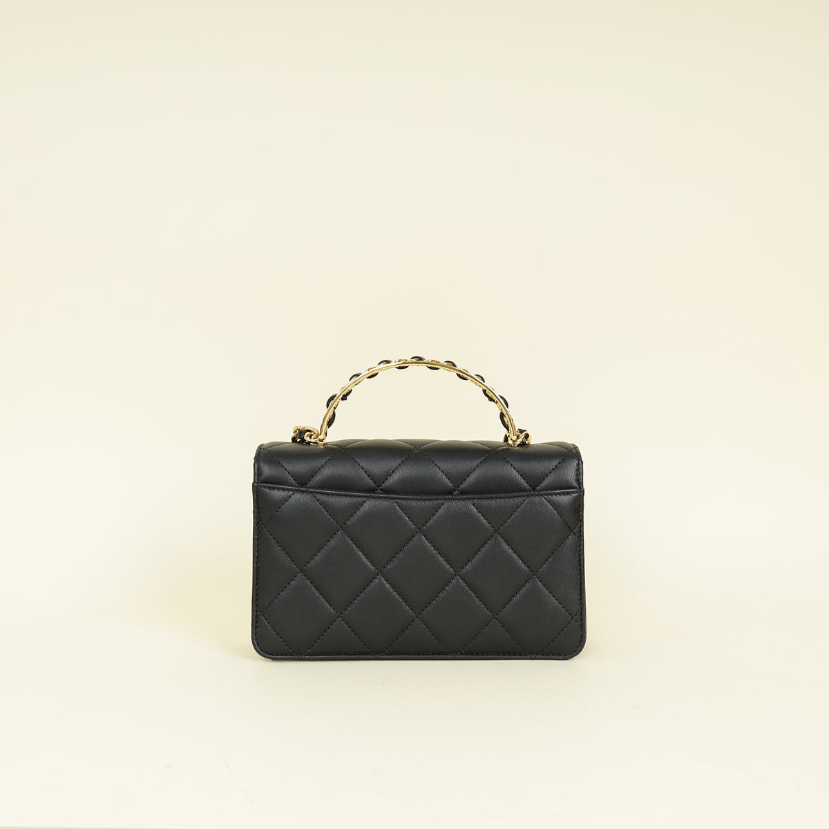 Chanel Black CC Quilted Top Handle Flap Bag