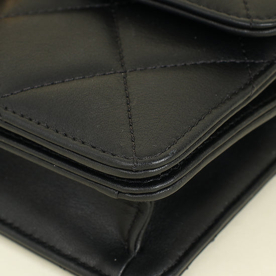 Chanel Black CC Quilted Top Handle Flap Bag