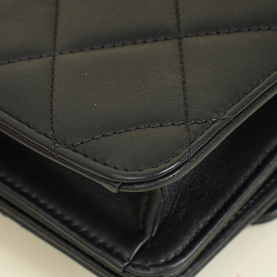 Chanel Black CC Quilted Top Handle Flap Bag