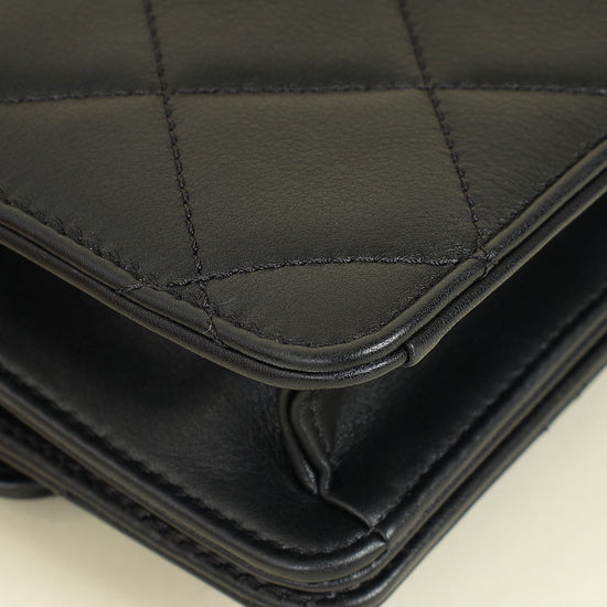 Chanel Black CC Quilted Top Handle Flap Bag