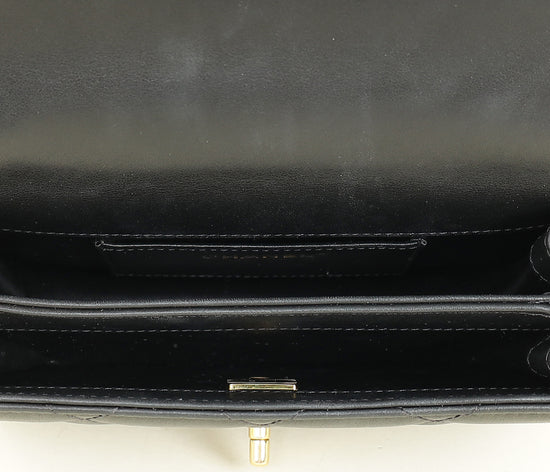 Chanel Black CC Quilted Top Handle Flap Bag