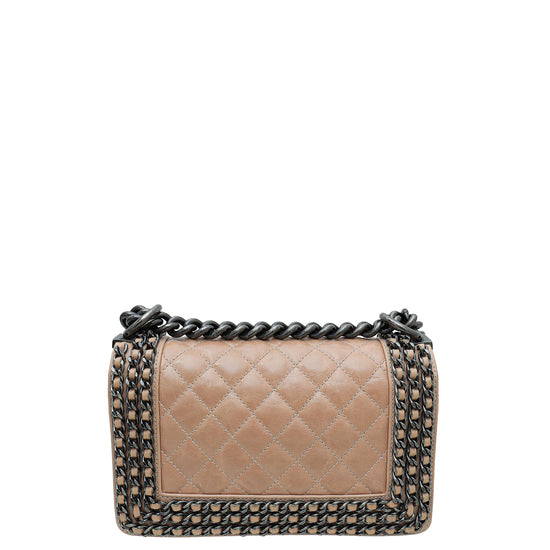 Chanel Nude Le Boy Glazed Chained Flap Small Bag