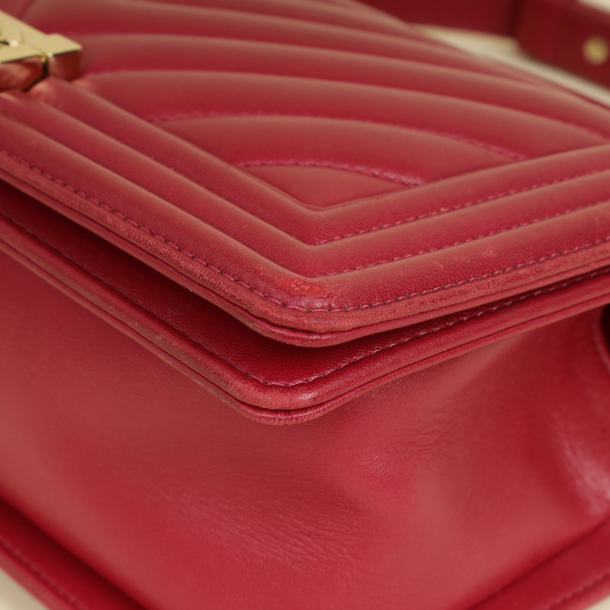 Chanel Dark Fuchsia Le Boy Chevron Medium Flap Bag