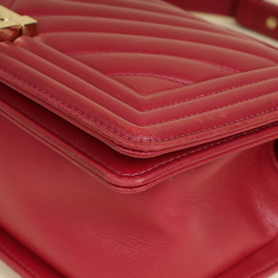 Chanel Dark Fuchsia Le Boy Chevron Medium Flap Bag