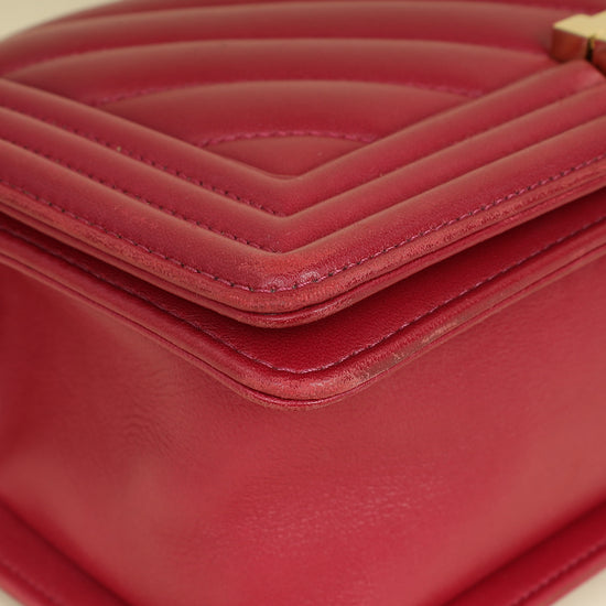 Chanel Dark Fuchsia Le Boy Chevron Medium Flap Bag