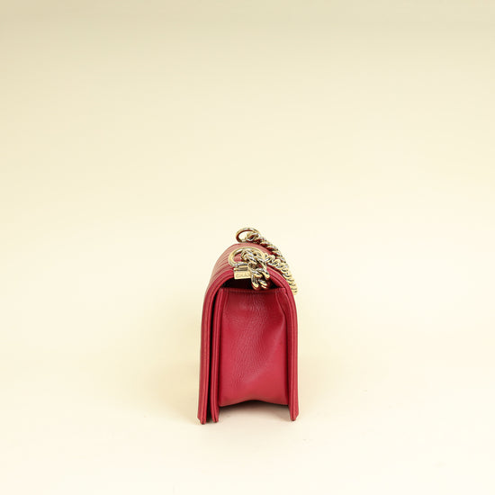 Chanel Dark Fuchsia Le Boy Chevron Medium Flap Bag