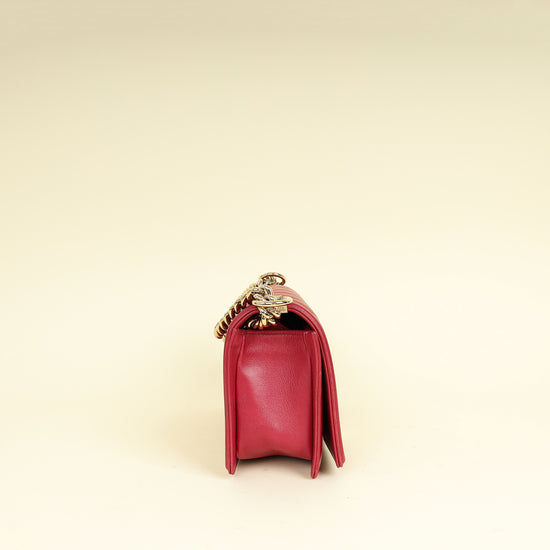 Chanel Dark Fuchsia Le Boy Chevron Medium Flap Bag