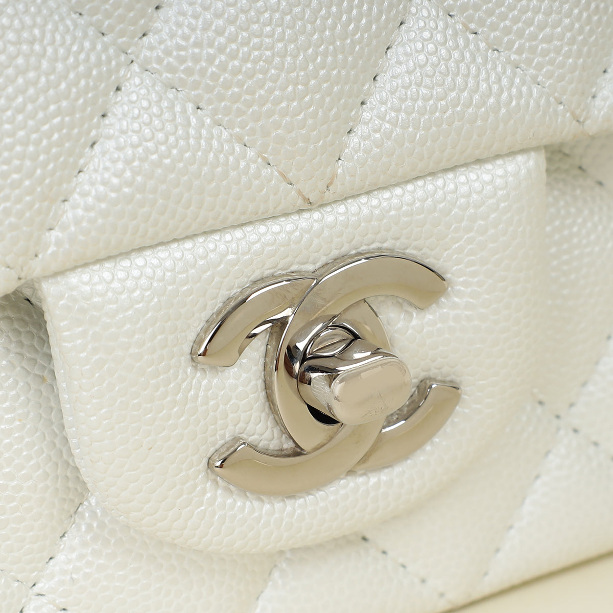 Chanel Metallic Pearly White Mini Rectangular Top Handle Bag – THE