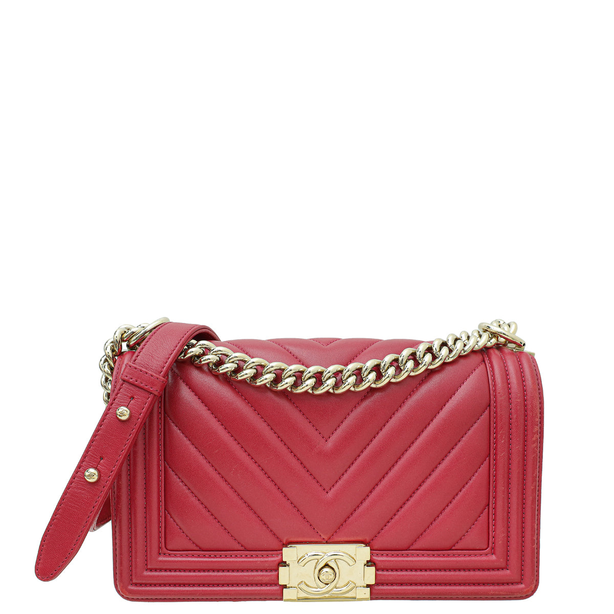 Chanel Dark Fuchsia Le Boy Chevron Medium Bag-Chanel-THE CLOSET